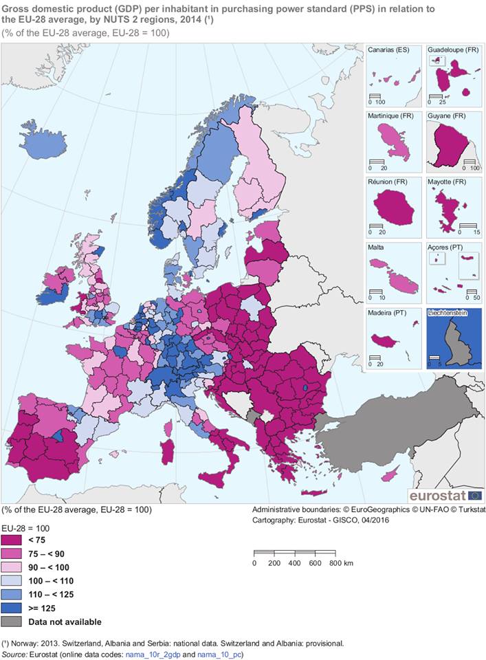 Carta del Pil nell'Ue