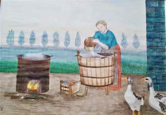 Vita di campagna, di L. Carminati  “BUCATO GROSSO (la bugada)”